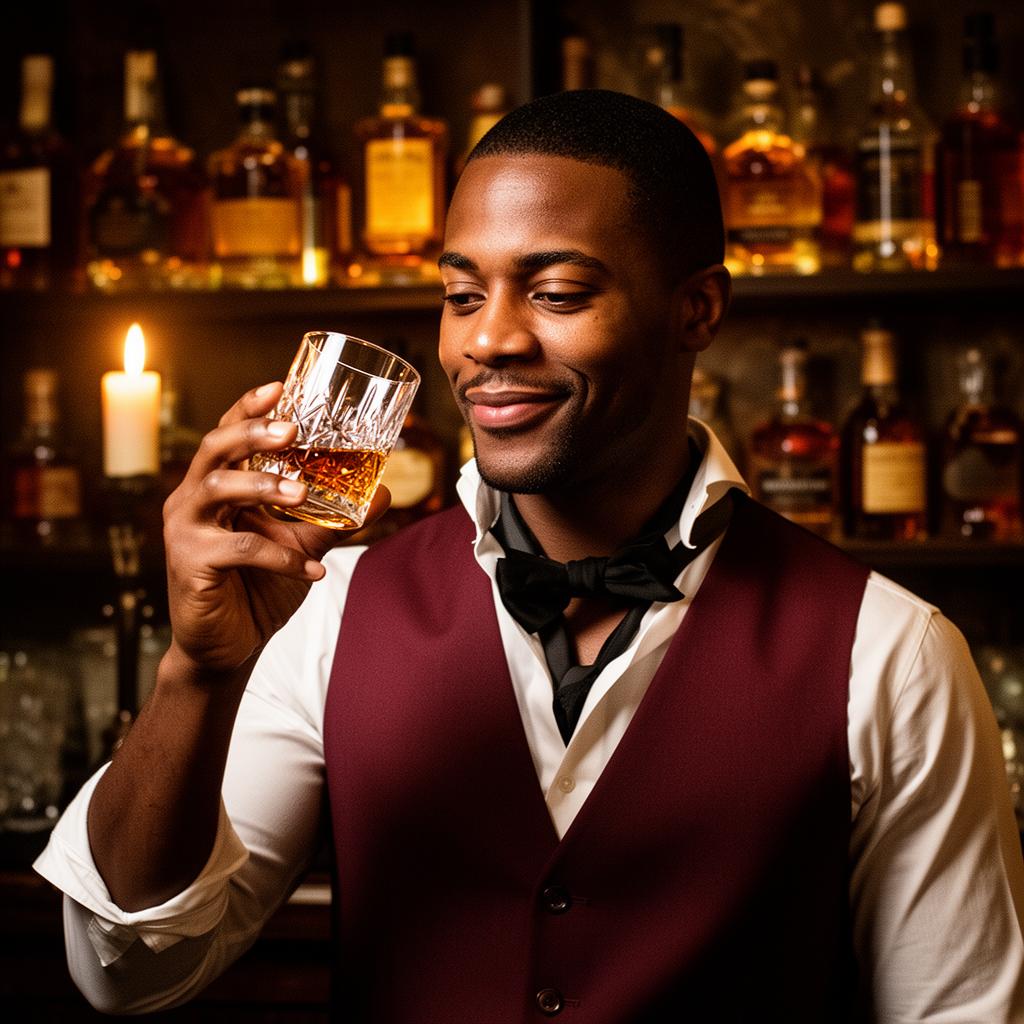 Portrait of Marcus Hale, Whiskey Sommelier at Ghost Town