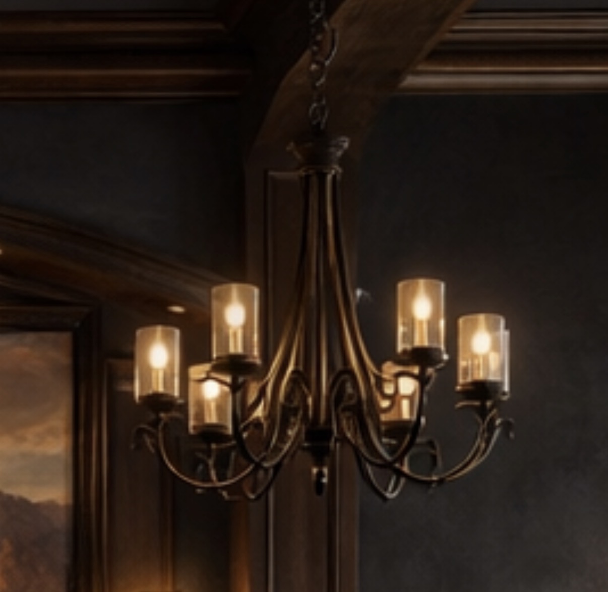 Brass chandelier inside Ghost Town